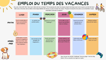 Crée ton emploi du temps des vacances